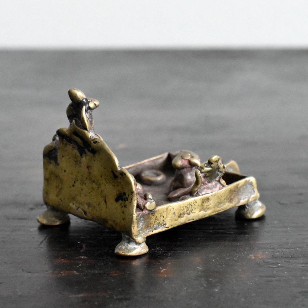 インド19世紀ヒンドゥー教リンガム小型神殿像 /アンティーク/真鍮/鋳造/祠/社