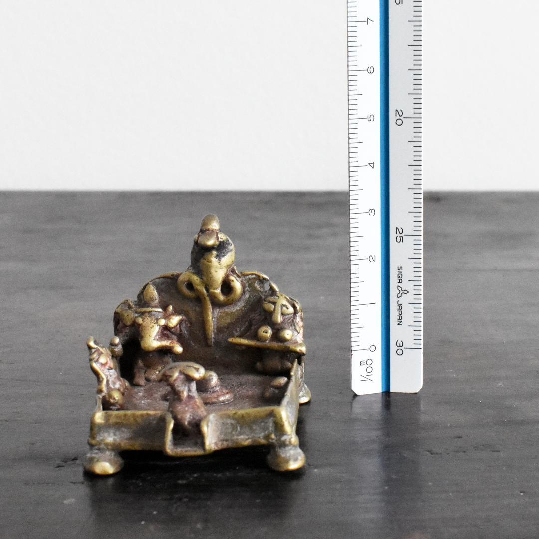 インド19世紀ヒンドゥー教リンガム小型神殿像 /アンティーク/真鍮/鋳造/祠/社