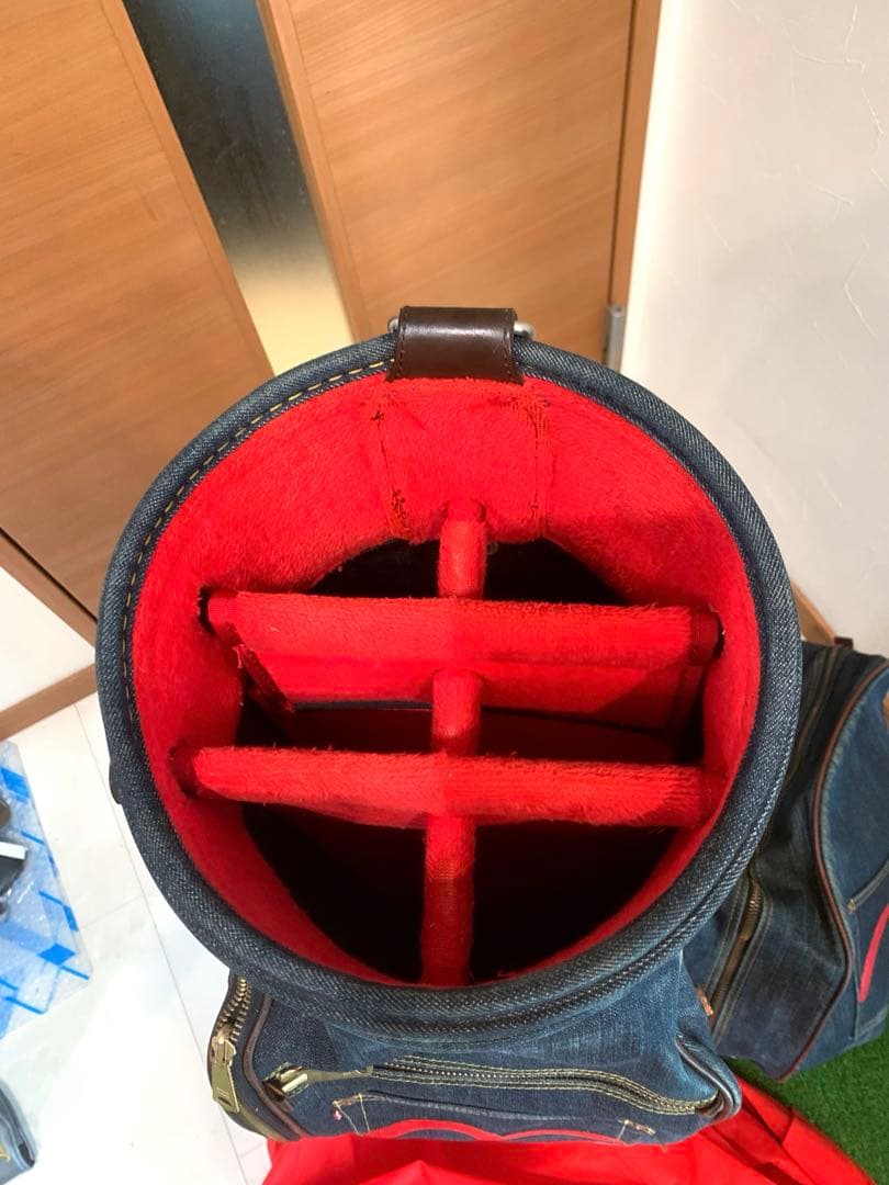 超希少　良品　エビス　エヴィス　EVISU デニム　本革レザー　かキャディバッグ