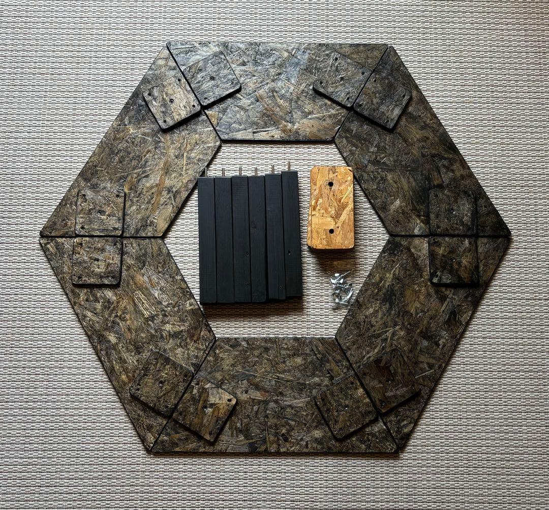 ヘキサテーブル50 センターテーブル付き　スケルトンブラック塗装　FHC50sb