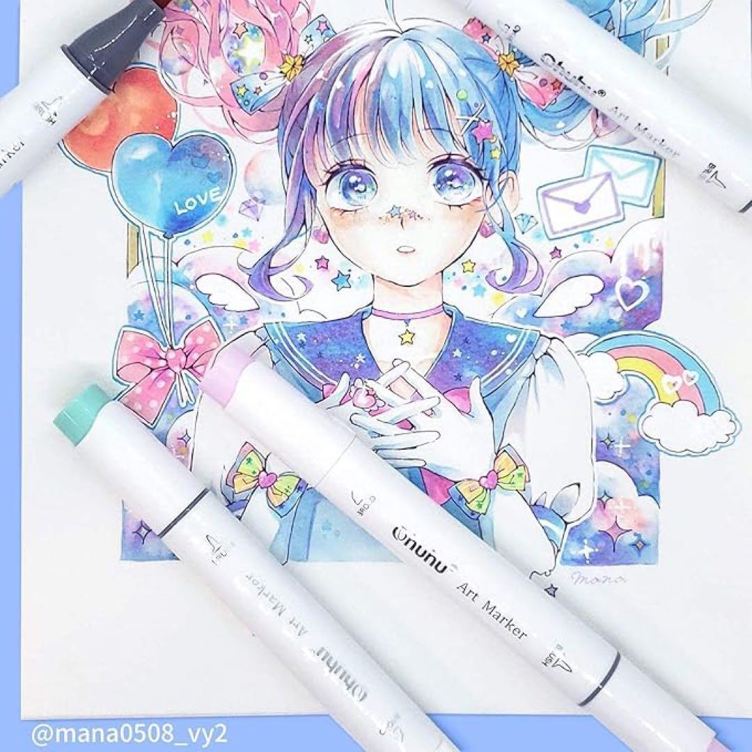 Ohuhu マーカーペン 筆タイプ 216色 イラストマーカー 筆・細字