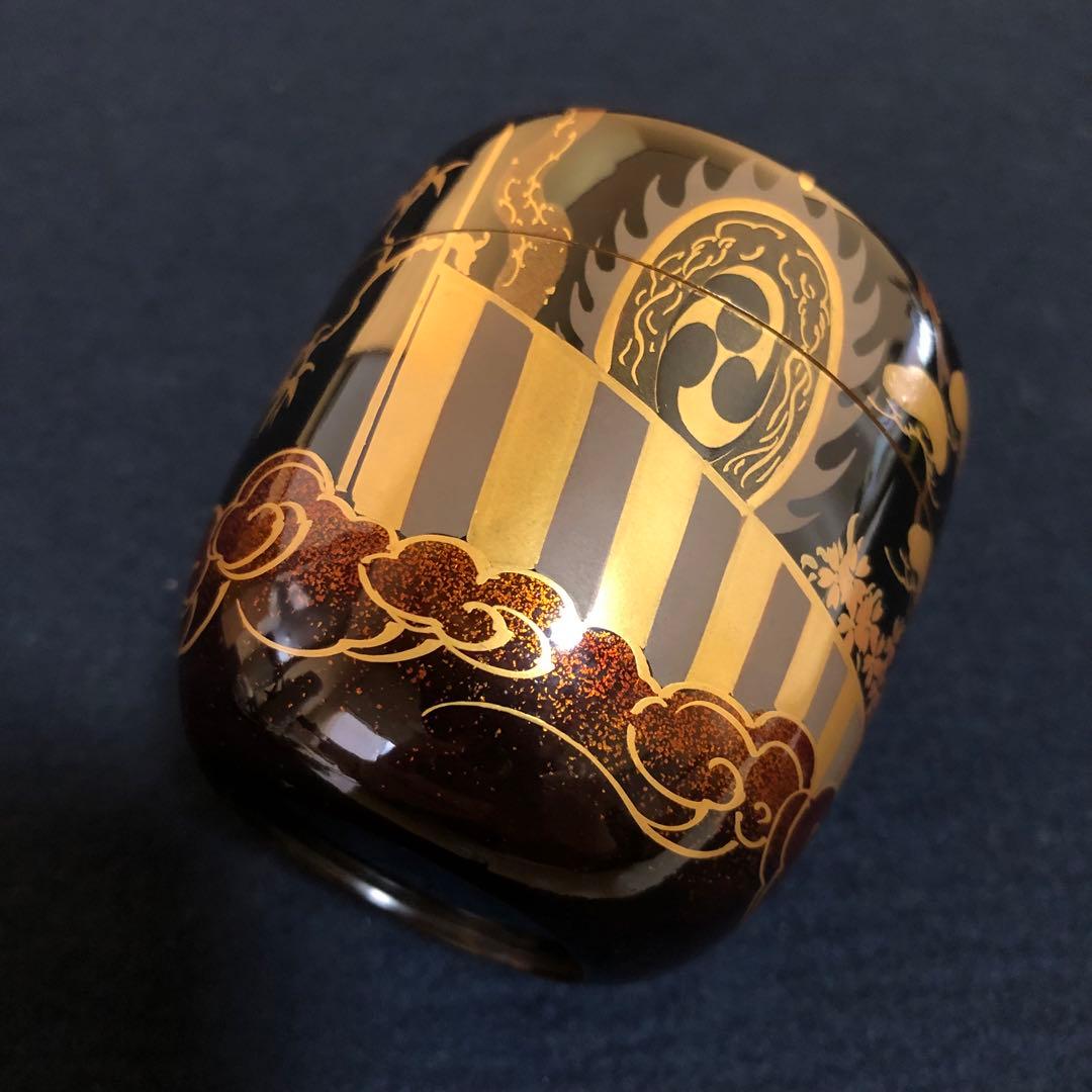 《R》茶道具 住吉蒔絵 中棗 光月造 木製漆器 共箱　260114き3