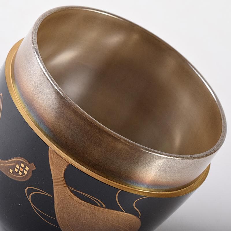 さすがのまみ　坂本照雄作　六瓢蒔絵　内銀留　棗　共布共箱　F　R7951