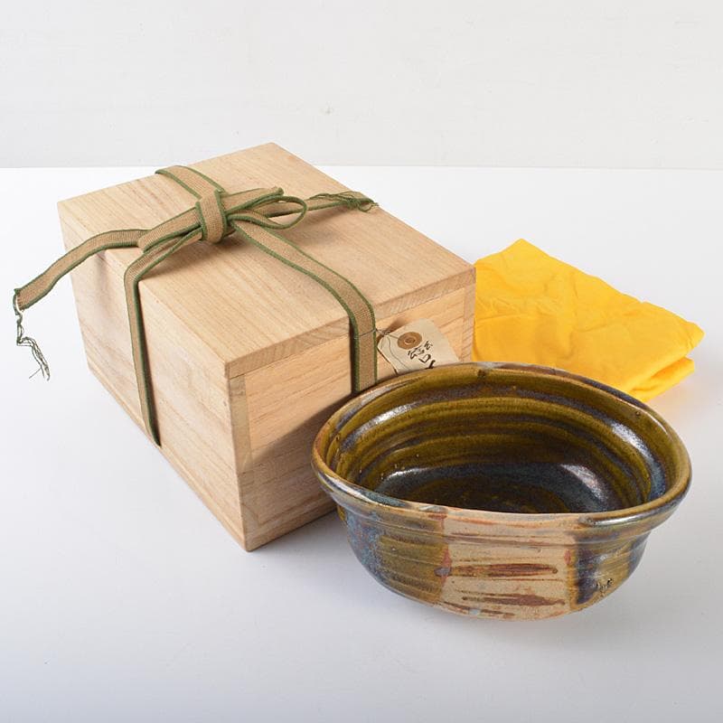 茶道具　織部焼　沓形茶碗　時代箱　V　R6456