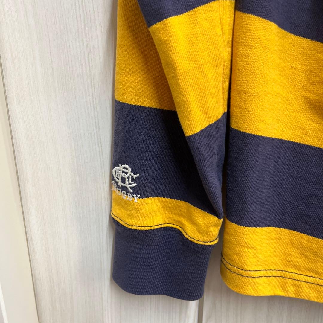 ラルフローレンラグビーオーダーカスタムラガーシャツ 黄と紺のストライプ