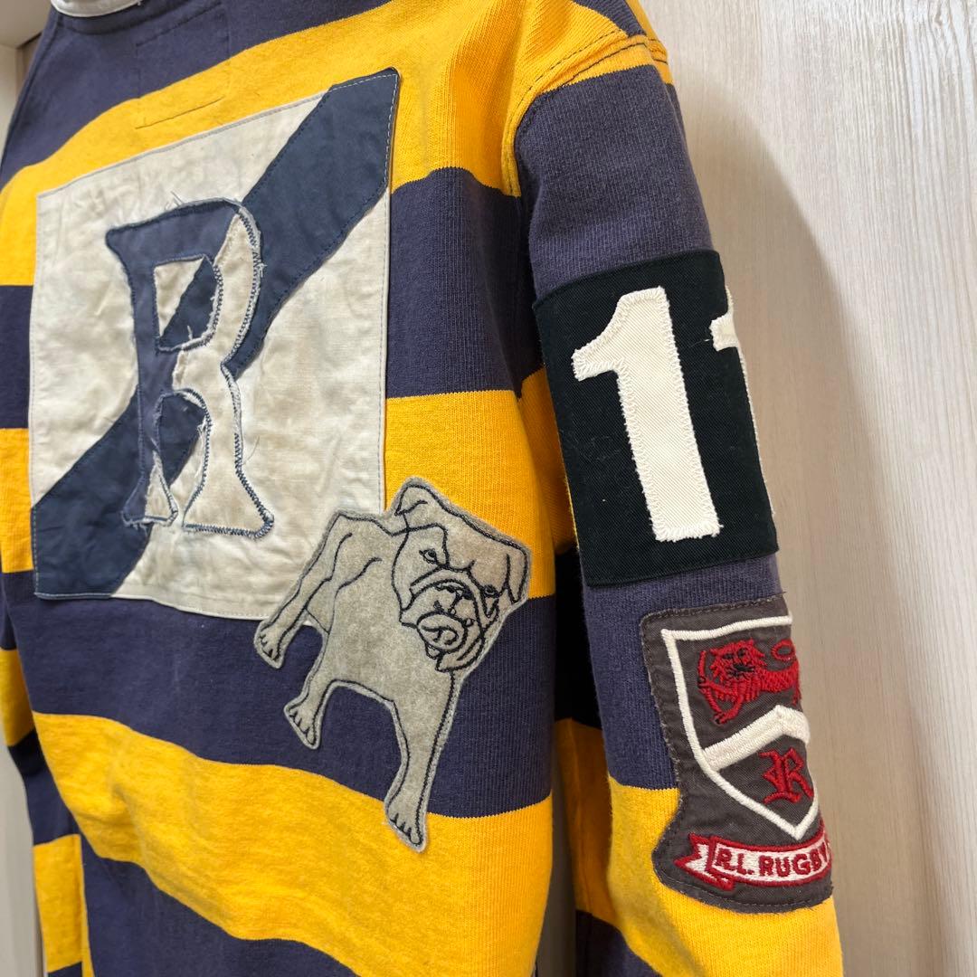 ラルフローレンラグビーオーダーカスタムラガーシャツ 黄と紺のストライプ