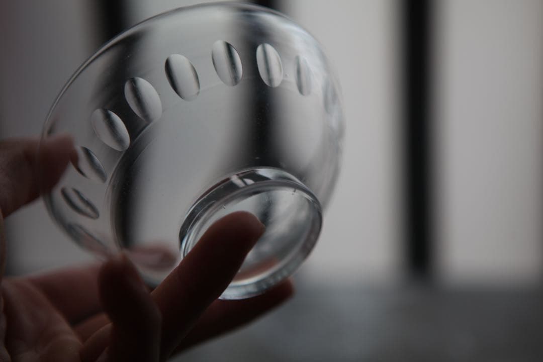 古道具　戦前　大正　昭和初期　蓋付ガラス碗　レア　B