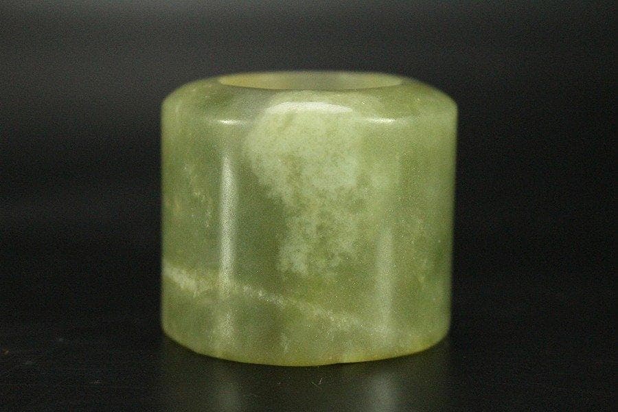 中国美術 青白玉 指貫 環 旧家蔵出