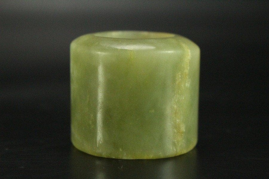 中国美術 青白玉 指貫 環 旧家蔵出