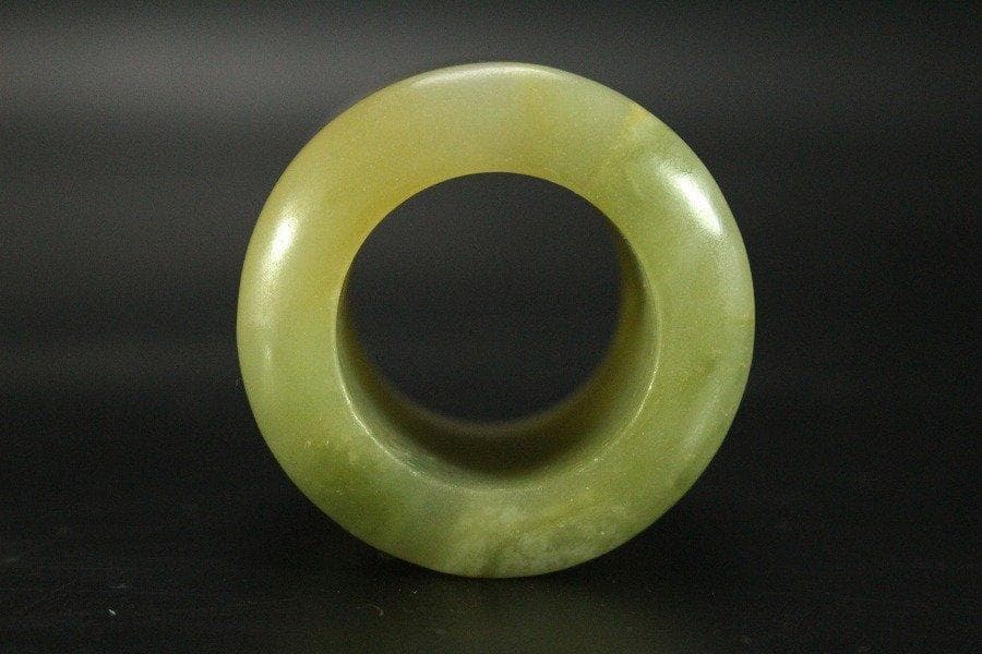 中国美術 青白玉 指貫 環 旧家蔵出
