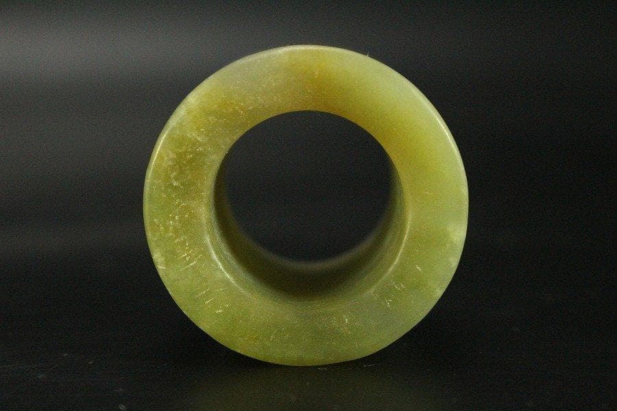 中国美術 青白玉 指貫 環 旧家蔵出