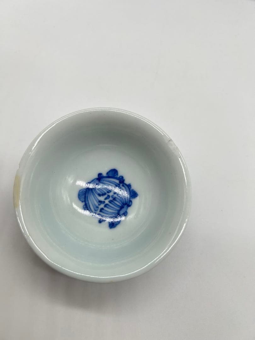 文平造 青花 五客 青い花の茶碗5個セット