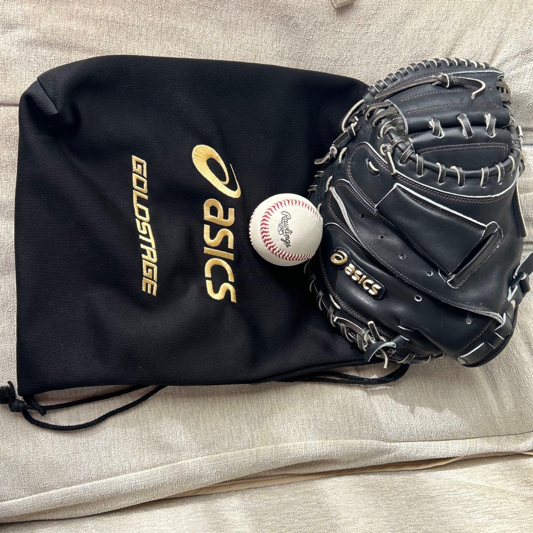 Asics 硬式キャッチャーミットブラック