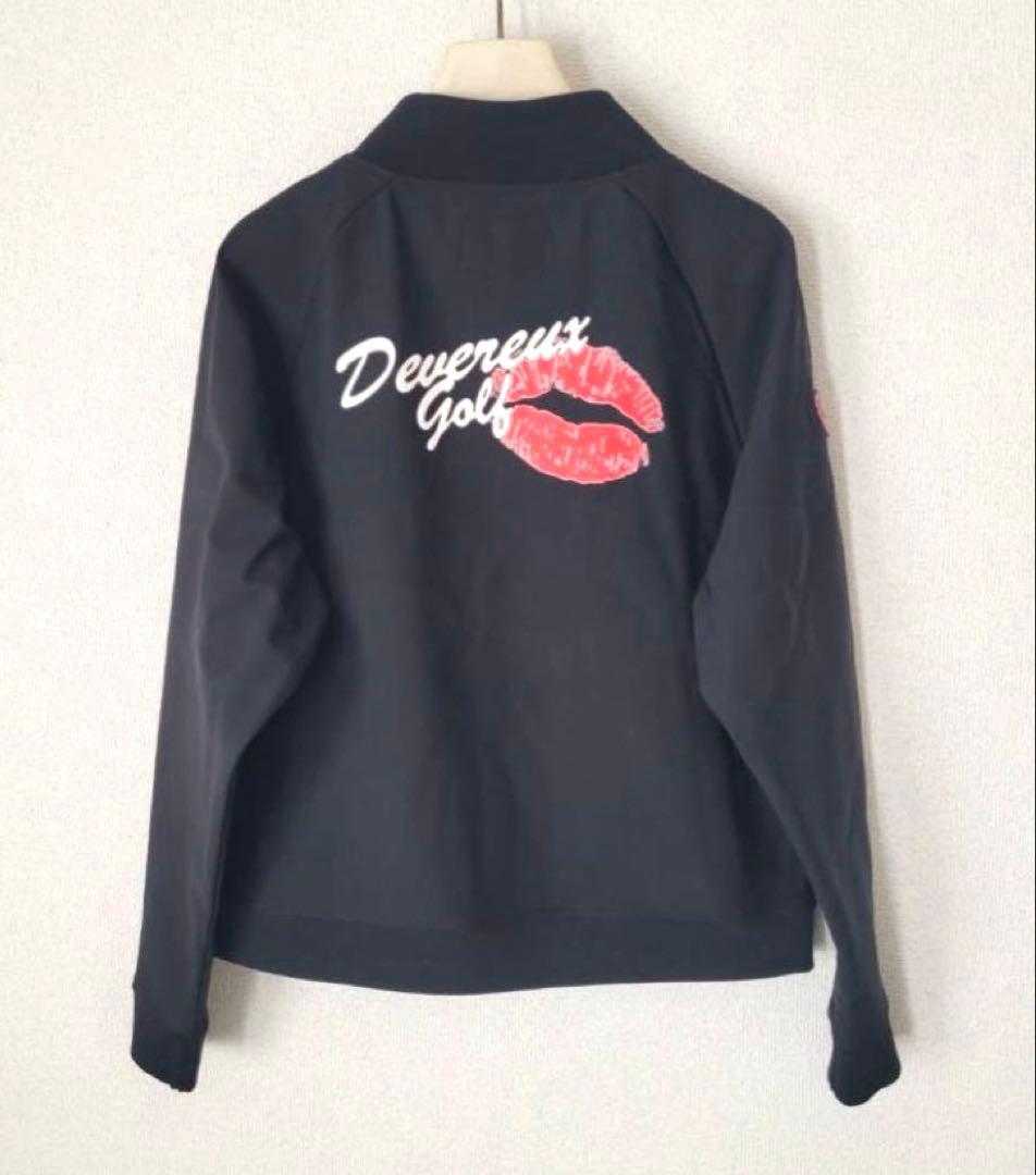 新品未使用【デヴァロー ゴルフ】レディース バッグプリントリップブルゾン 黒 Ｍ