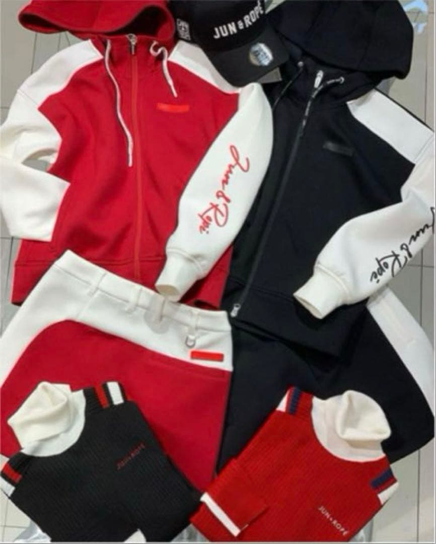 【新品タグ付き】ジュンアンドロペ セットアップ　レッド　ボンディング