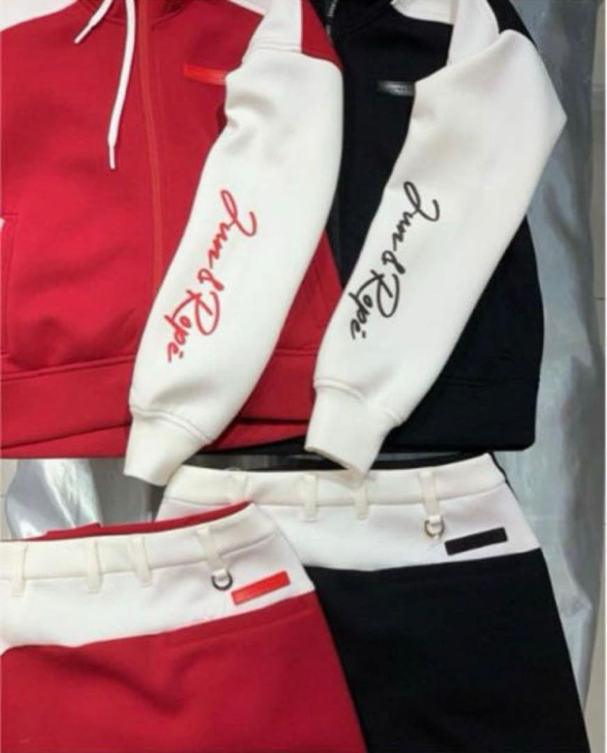 【新品タグ付き】ジュンアンドロペ セットアップ　レッド　ボンディング