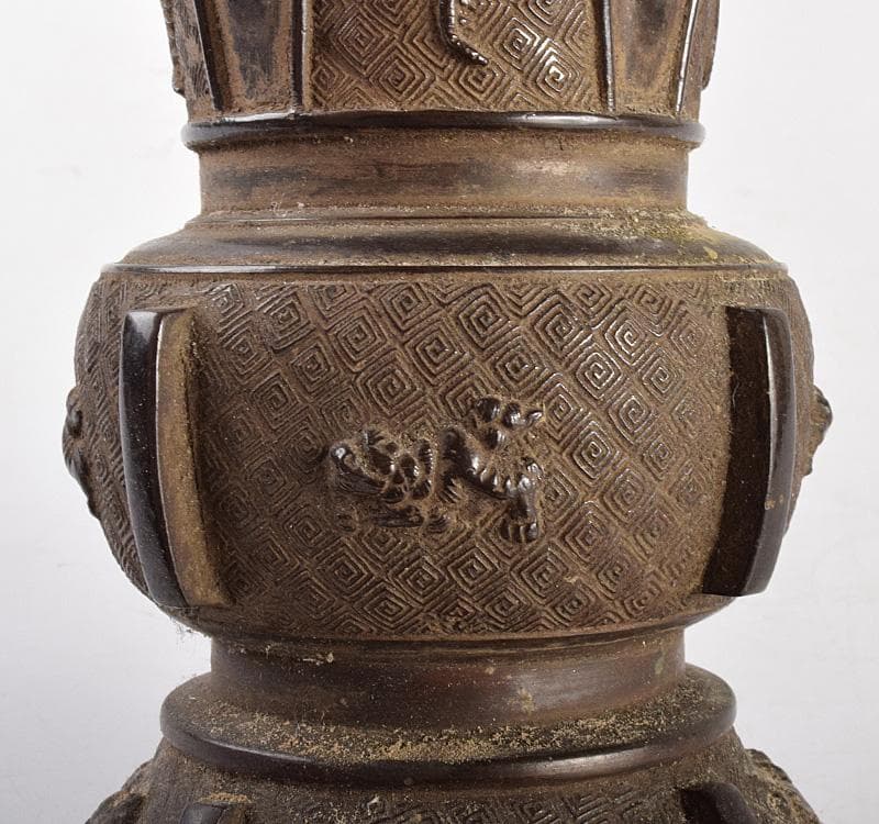 中国　古銅宣徳銅　神獣雷文瓢　M　R4924