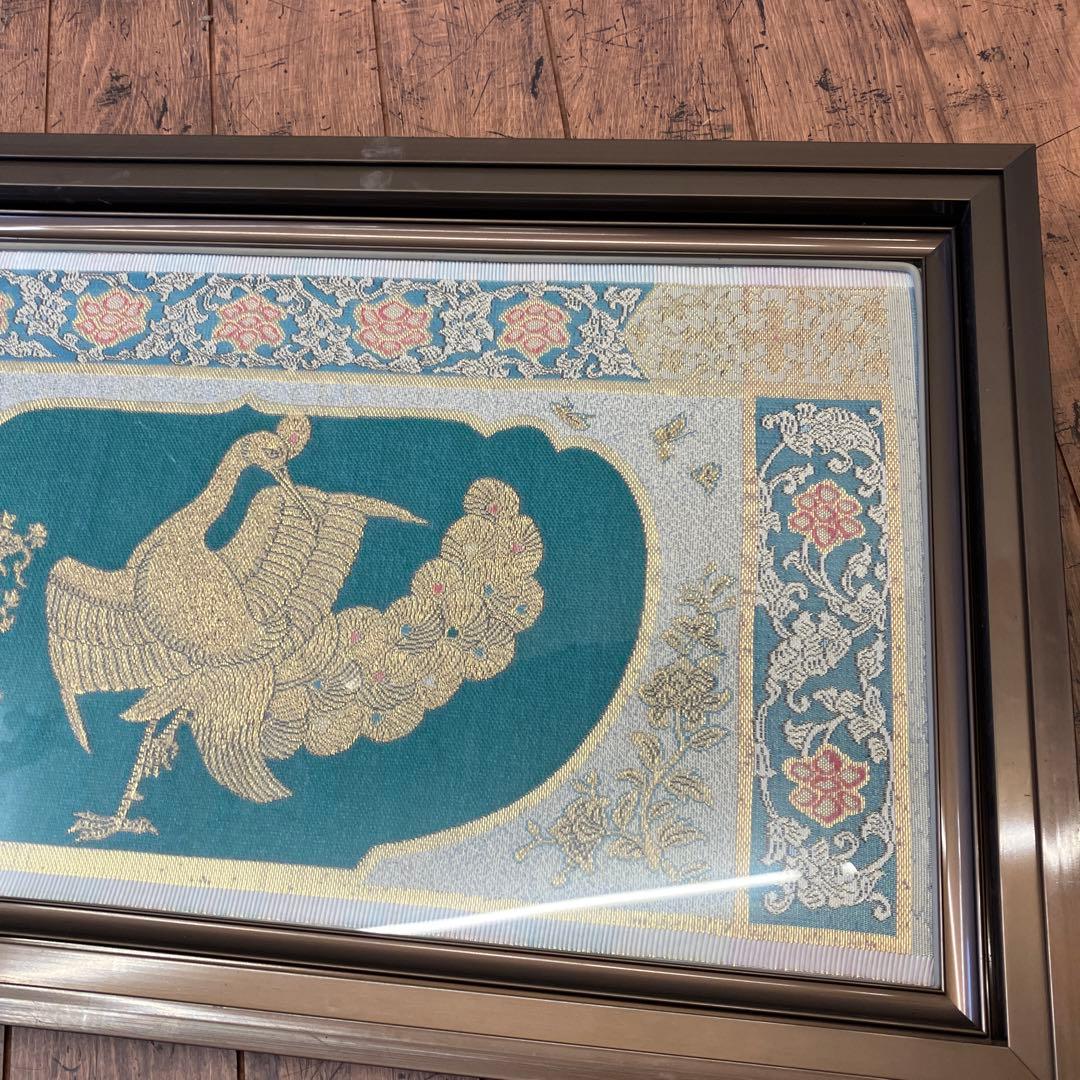 昭和レトロ 龍村美術織物 金孔雀図 刺繍画 壁掛け 絵画 アート 芸術 美術