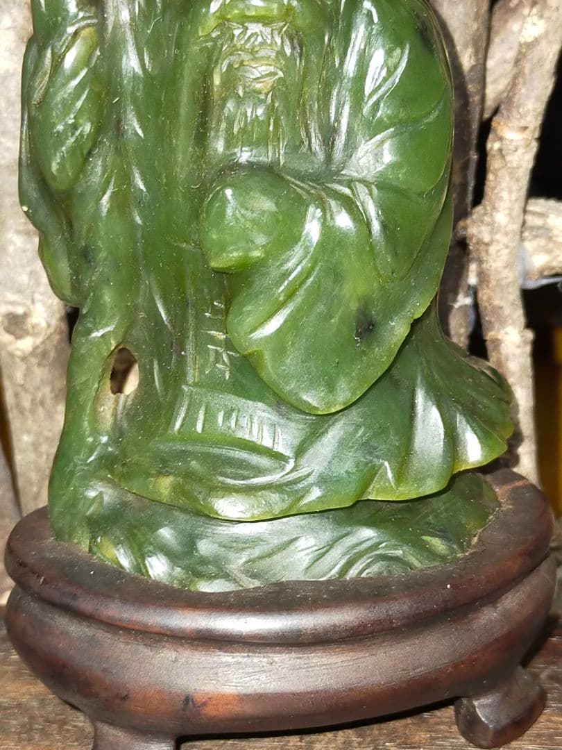 ♥値下げ！♥中国　翡翠　寿老人　置物　骨董　古玩