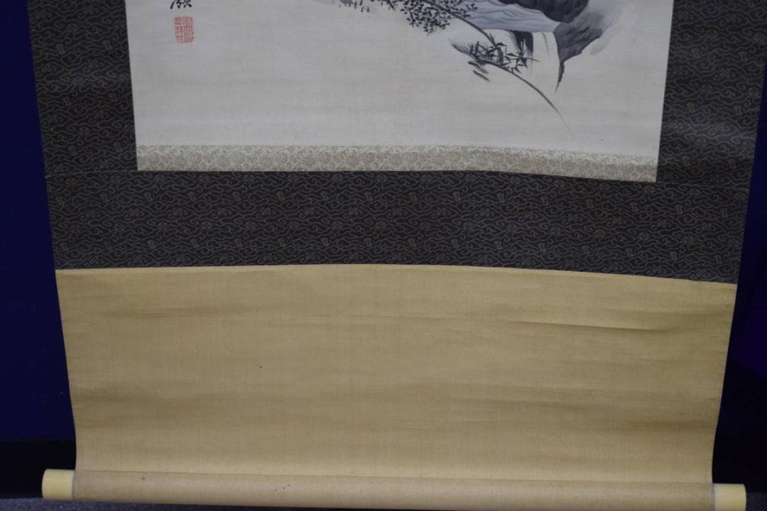 真作/前川文嶺/檜桜の図/布袋屋掛軸HH-989