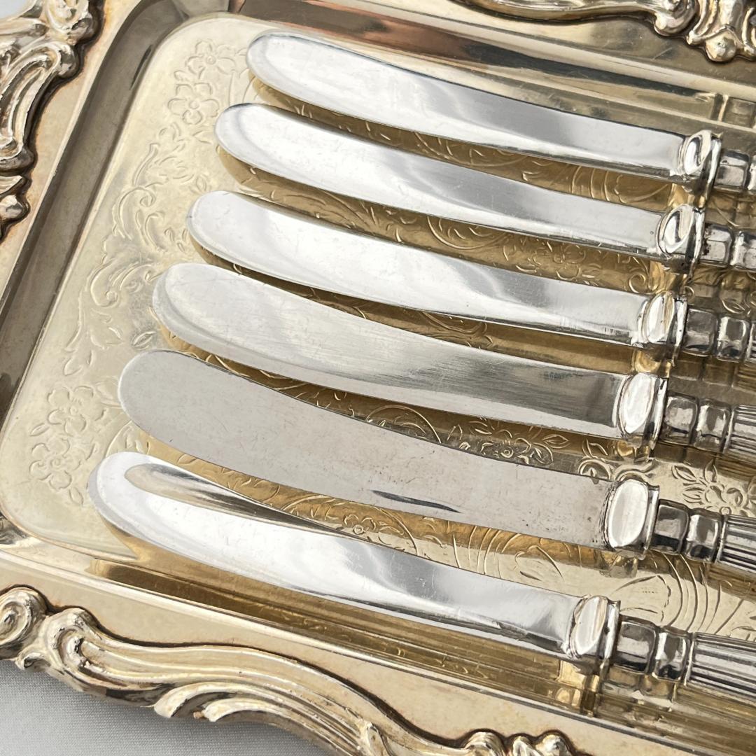 【英国】シェルのティーナイフ 6本【シルバープレート】ケース