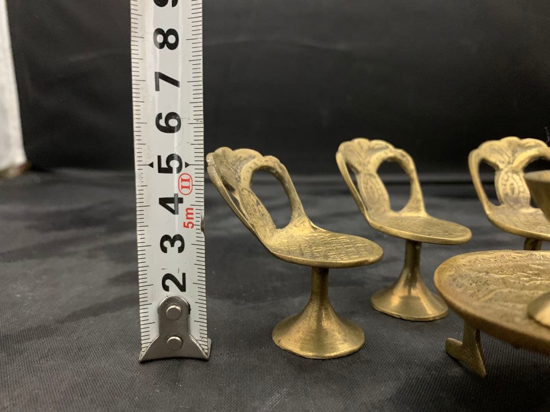 アンティーク　真鍮　ミニチュア　テーブル　チェア　ゴブレット　ポット　まとめ売