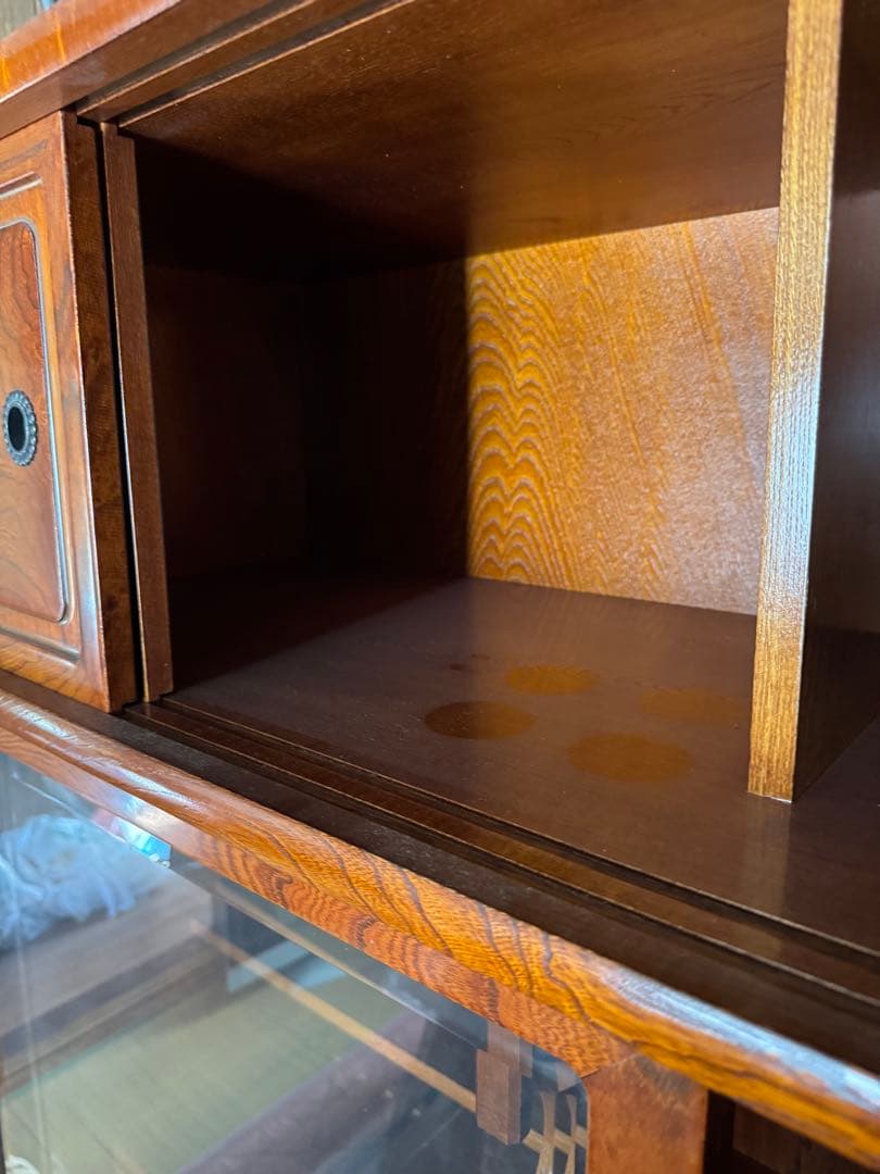 レトロ　茶箪笥　木製ガラス扉収納棚