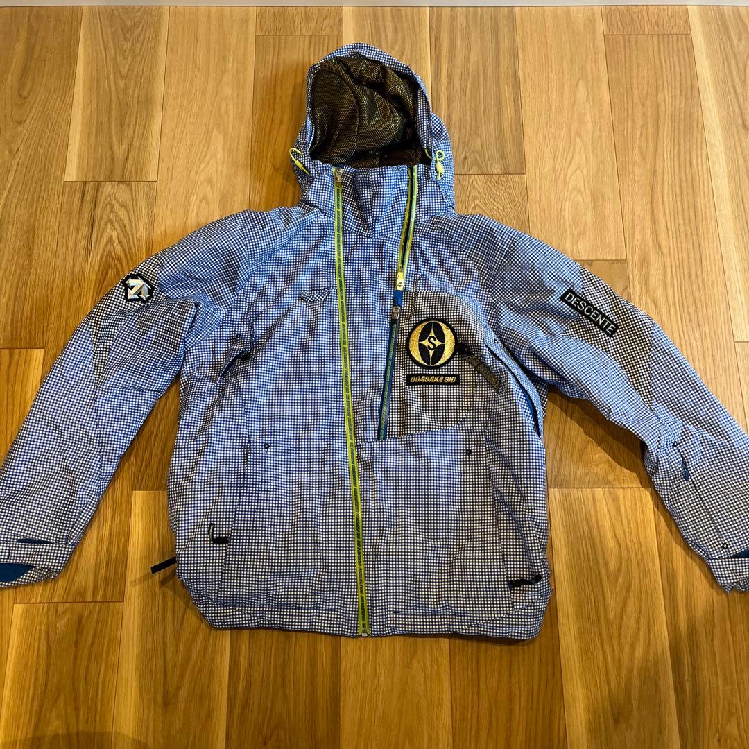 DESCENTE × OGASAKA スキーウェア 上下 青と白のチェック柄