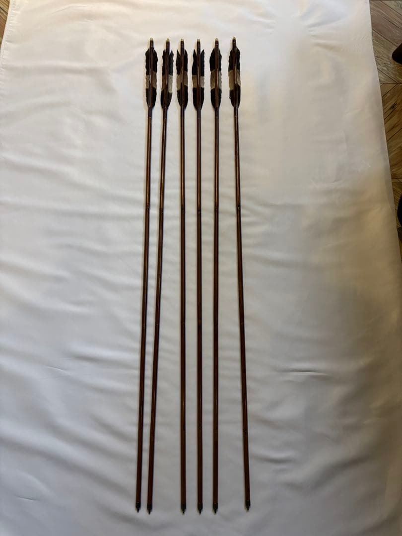 竹矢6本セット 黒グレー羽根