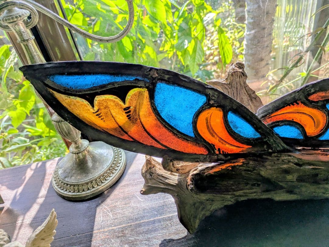 芸術品！天使 の翼 イタリア アンティークステンドグラス 流木アート クリスマス