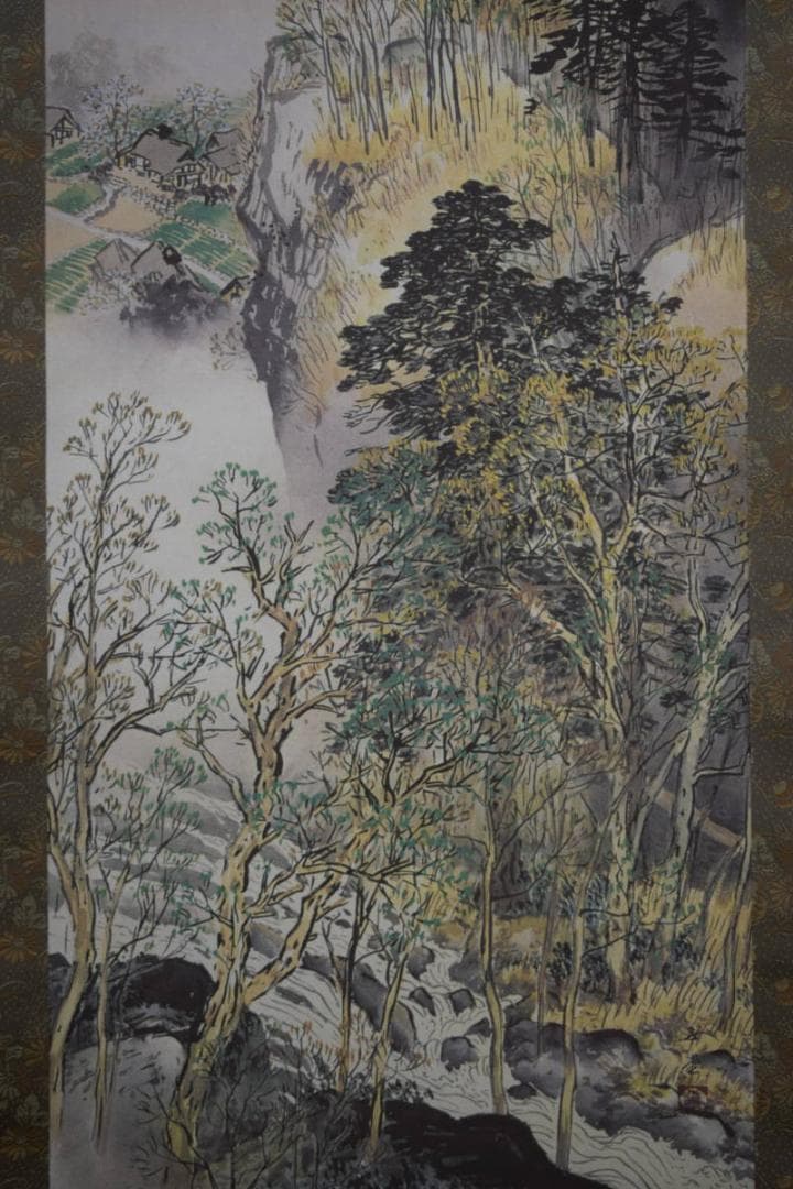 複製/川合玉堂/渓村春信/工芸/桐共箱付/布袋屋掛軸HE-676