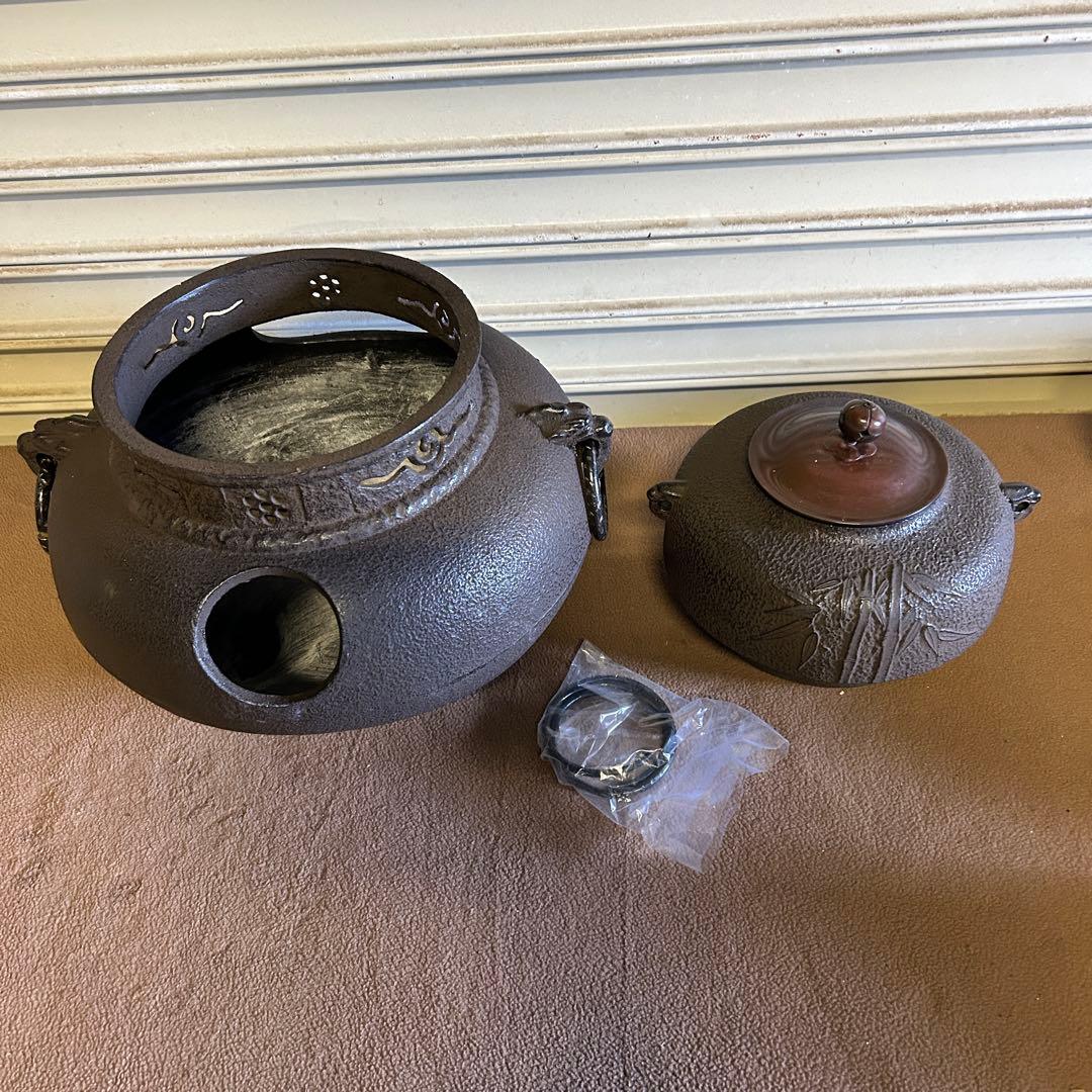 CL10★茶道具★ 茶釜 風炉釜 上鬼面大 昭和レトロ 工芸品