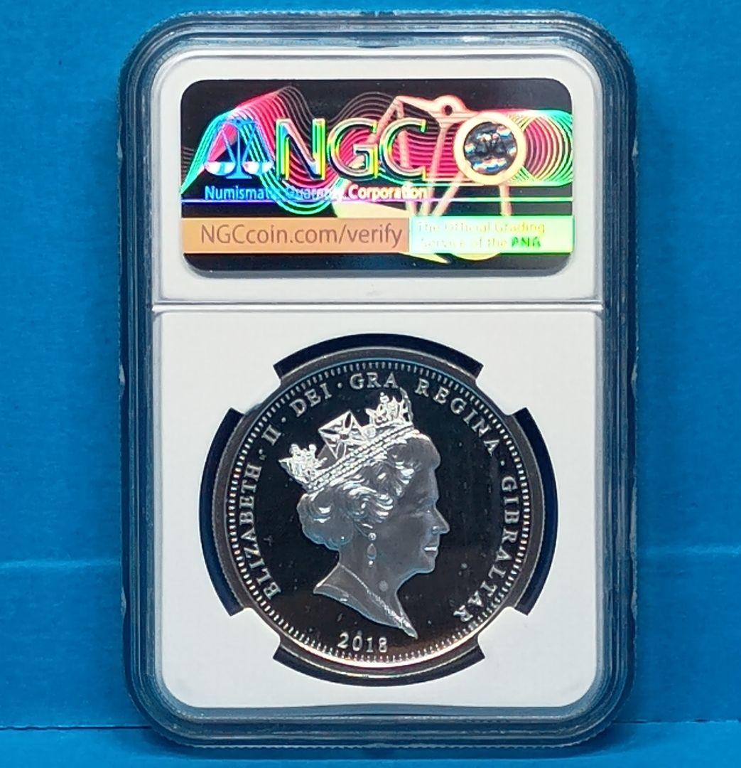 2018 ジブラルタルエリザベス女王戴冠65周年銀貨 NGC PF70UC FR