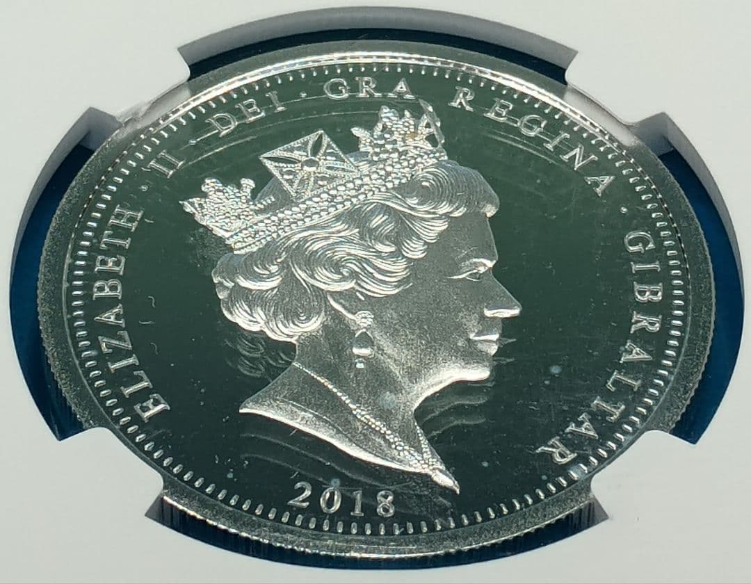 2018 ジブラルタルエリザベス女王戴冠65周年銀貨 NGC PF70UC FR