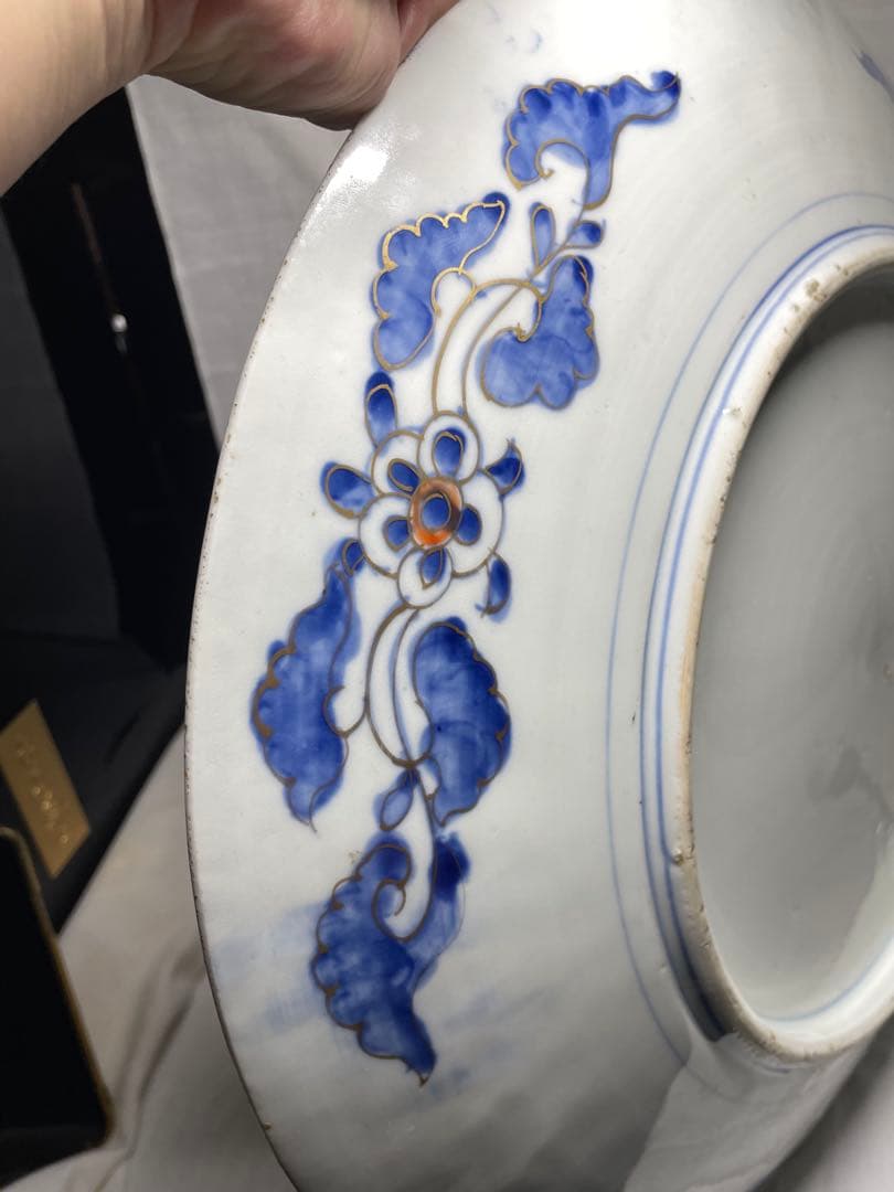 古伊万里。大皿。金彩。松鶴文。茶道具。飾皿。明治時代。古美術。骨董品。蔵出し。