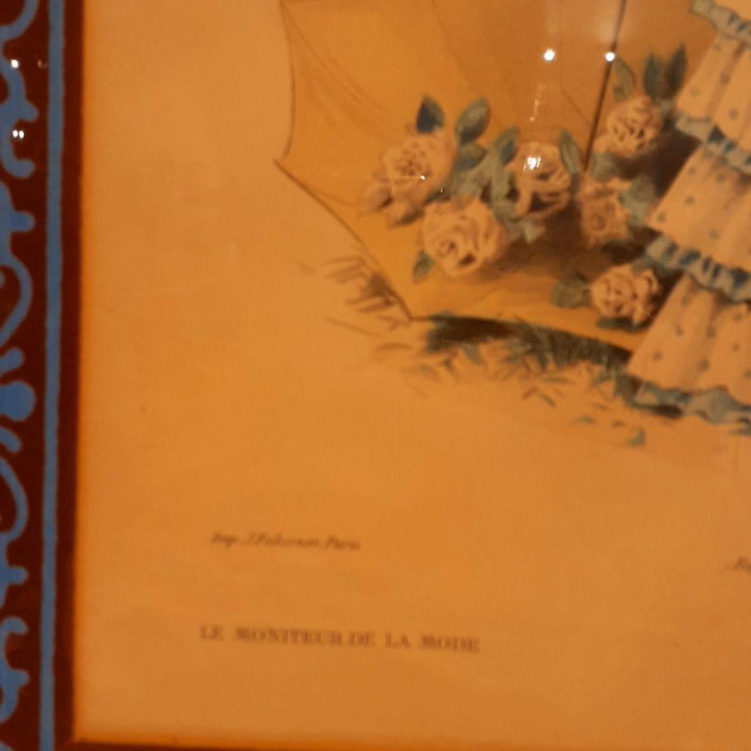 貴重　1900年作品　絵画　『100年前のフランス貴婦人』　手彩色　アンティーク