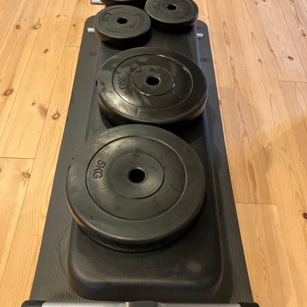 HAIGE フラットベンチ 最大耐荷重400kgと可変式ダンベルセット