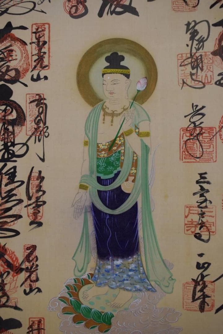 西国三十三ヶ所集印肉筆掛軸/御朱印/掛軸☆宝船☆Y-446