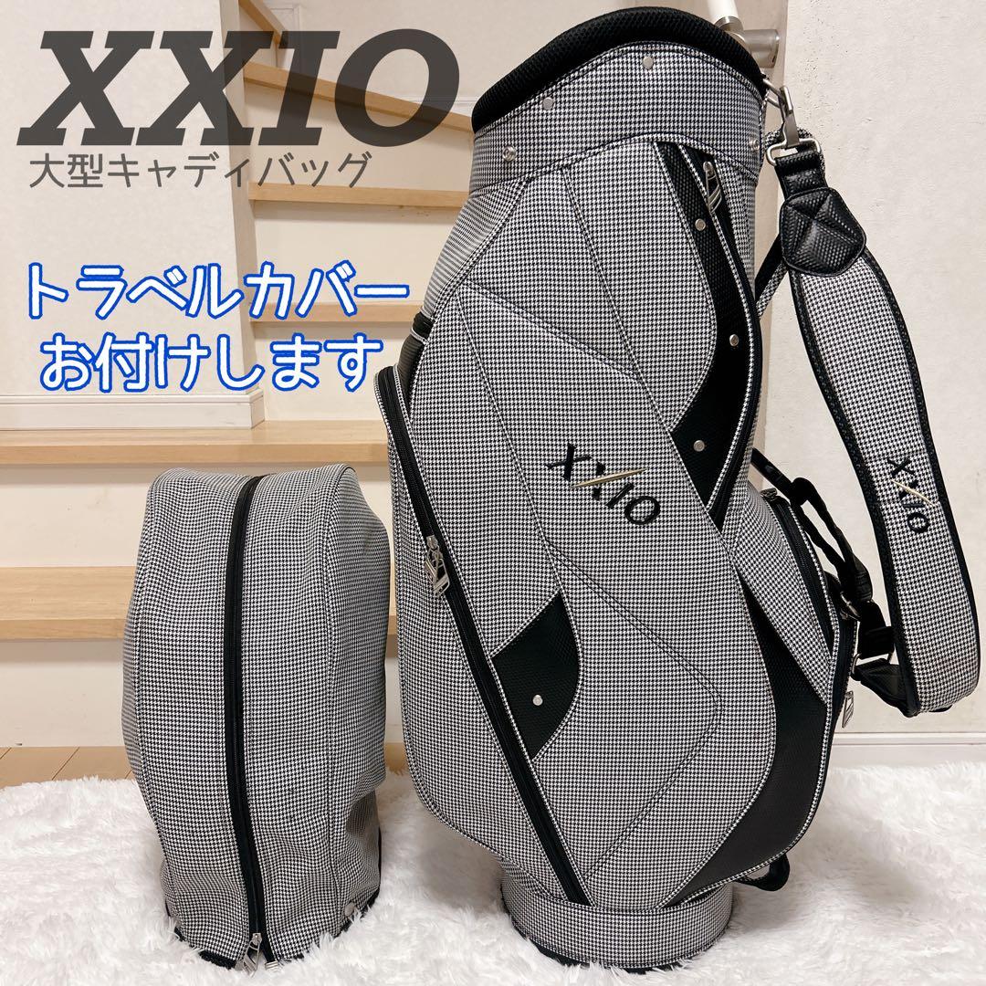 XXIOゼクシオ メンズ 大型キャディバッグ 千鳥格子柄 トラベルカバー付属