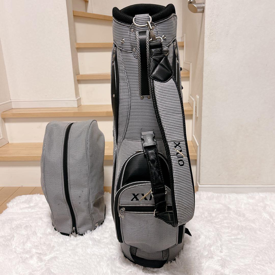 XXIOゼクシオ メンズ 大型キャディバッグ 千鳥格子柄 トラベルカバー付属