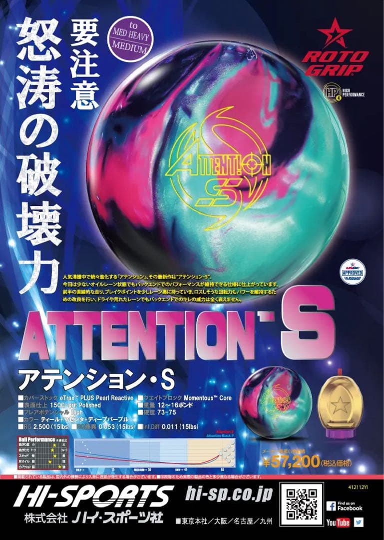 送料込み【新品】アテンションS　ロトグリップ　15ポンド3オンス 1