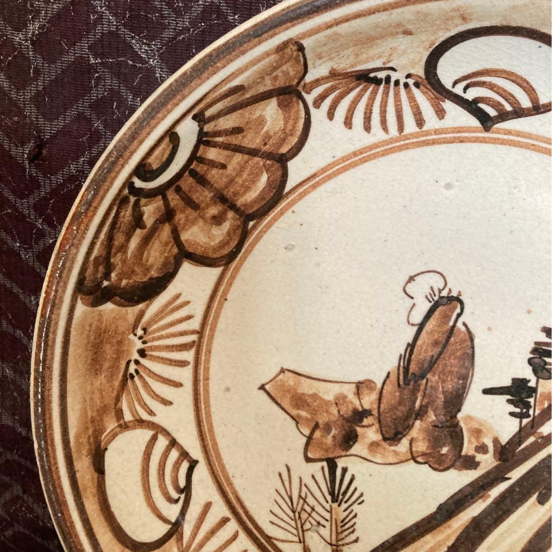 古絵瀬戸　宝寿御坊様紋平皿