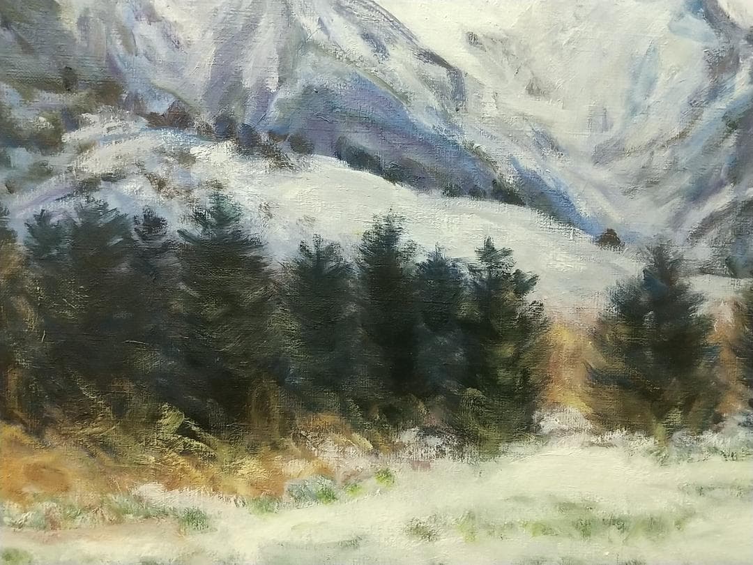 F8 油絵「冬赤岳」絵画 油彩画 風景画 アート