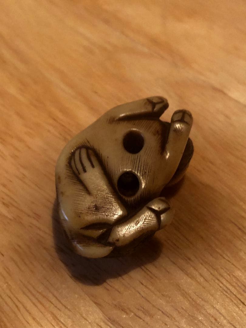 鹿角　根付　仔犬　犬　古民藝