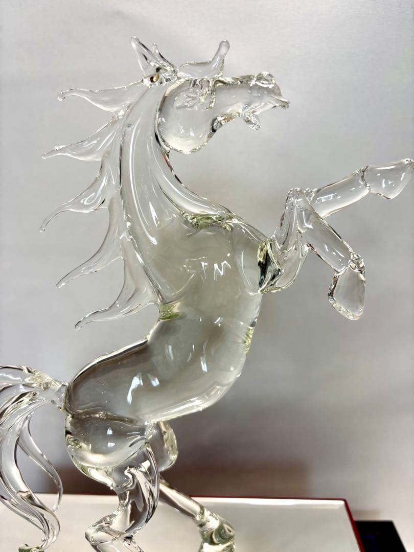 #水晶製 騎立ち馬オブジェ ケース付