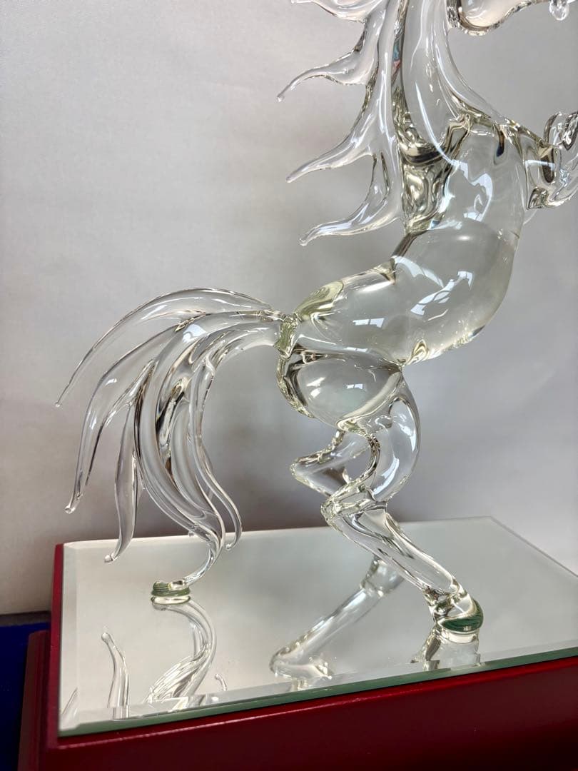 #水晶製 騎立ち馬オブジェ ケース付