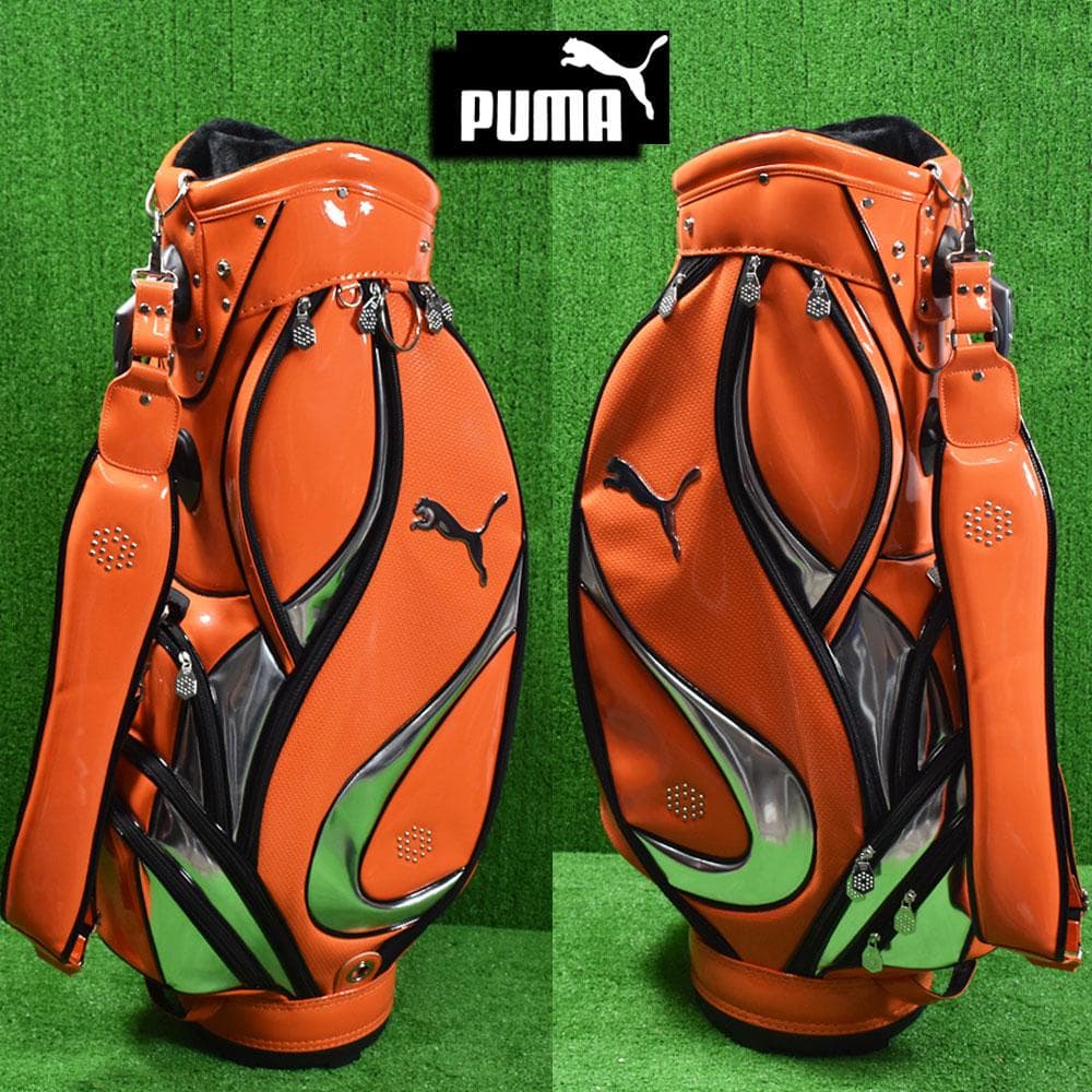 PUMA/プーマ ゴルフ エナメルキャディバッグ９型【オレンジ】中古！