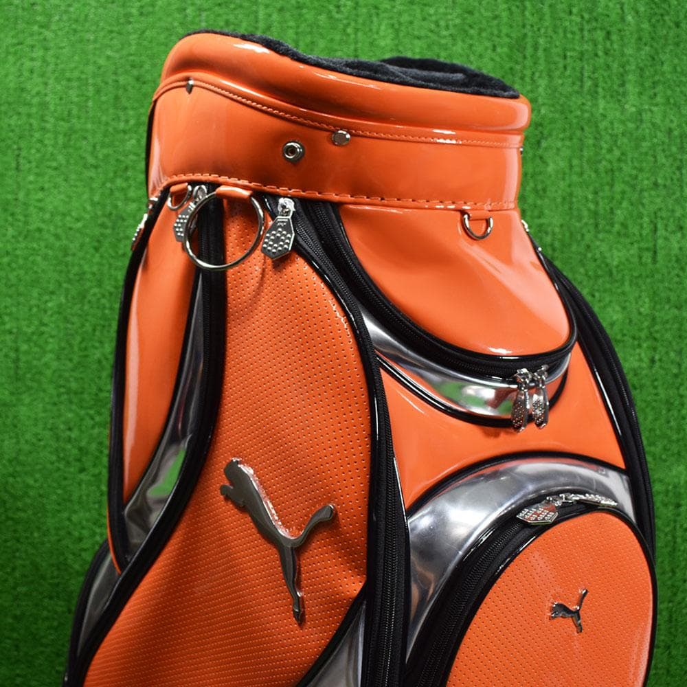 PUMA/プーマ ゴルフ エナメルキャディバッグ９型【オレンジ】中古！