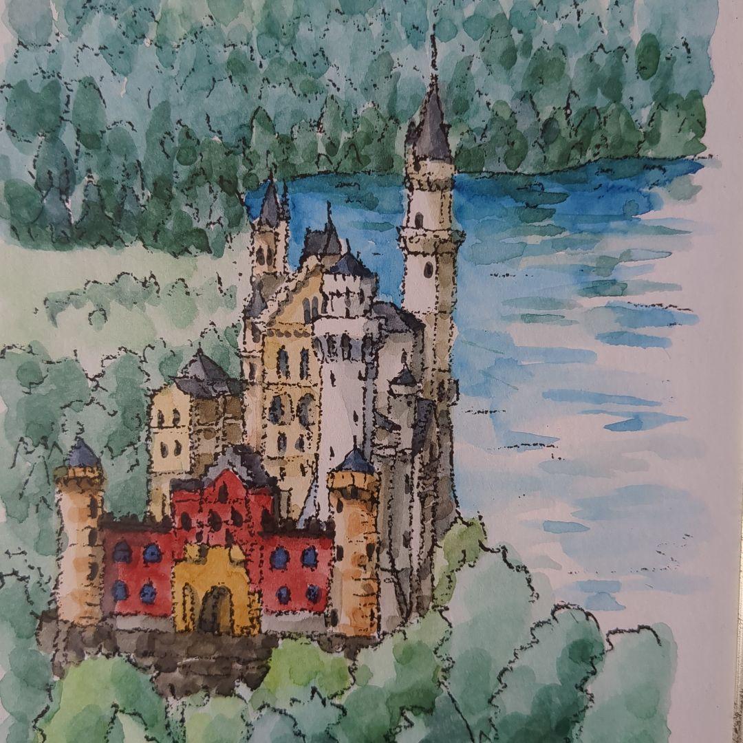 高橋文平 水彩画 FUSSEN　値下げ