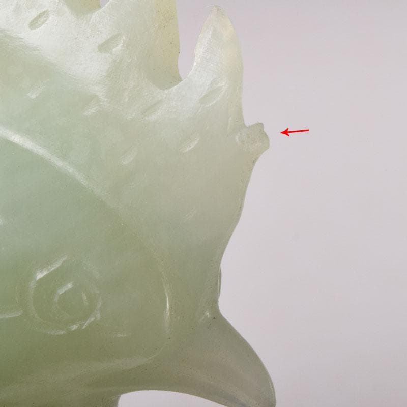 中国　玉石彫刻　鶏　鳥　一対　置物　香炉　唐木台付　C　7651C